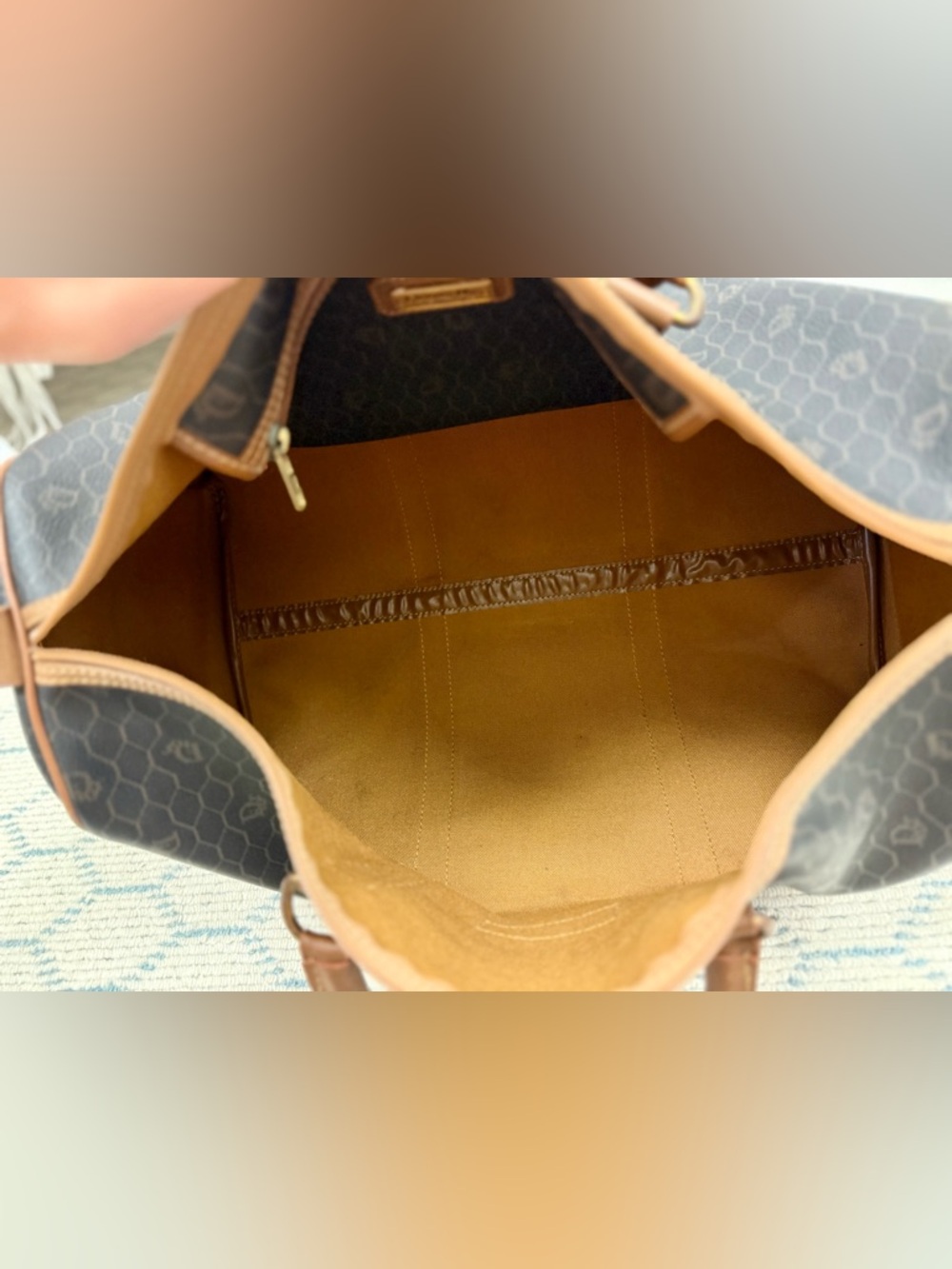 DIOR Vintage Brown Iconic Monogram Honeycomb Coated Canvas Weekender Travel Bag - Picture 13 of 16